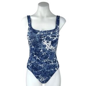Aritzia Babaton Blue White Tie Dye Sleeveless Cami Tank Contour Bodysuit Top S